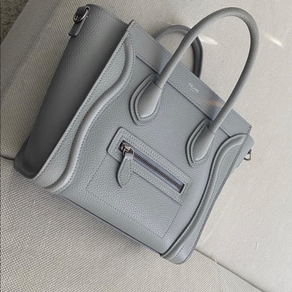 *SOLD * $1700 Authentic Celine mini nano luggage tote mineral calfskin - Picture 3 of 9